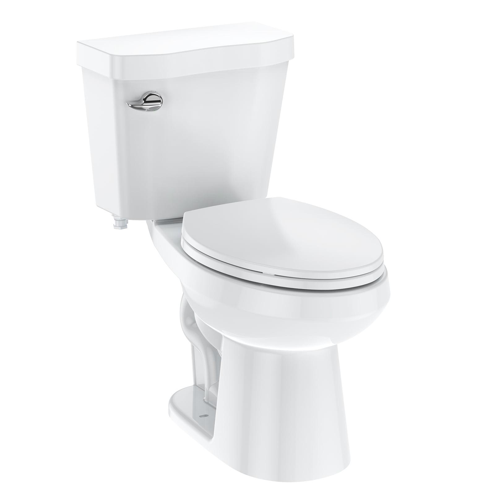 Elongated White Porcelain Two-Piece Toilet with Soft Close Seat