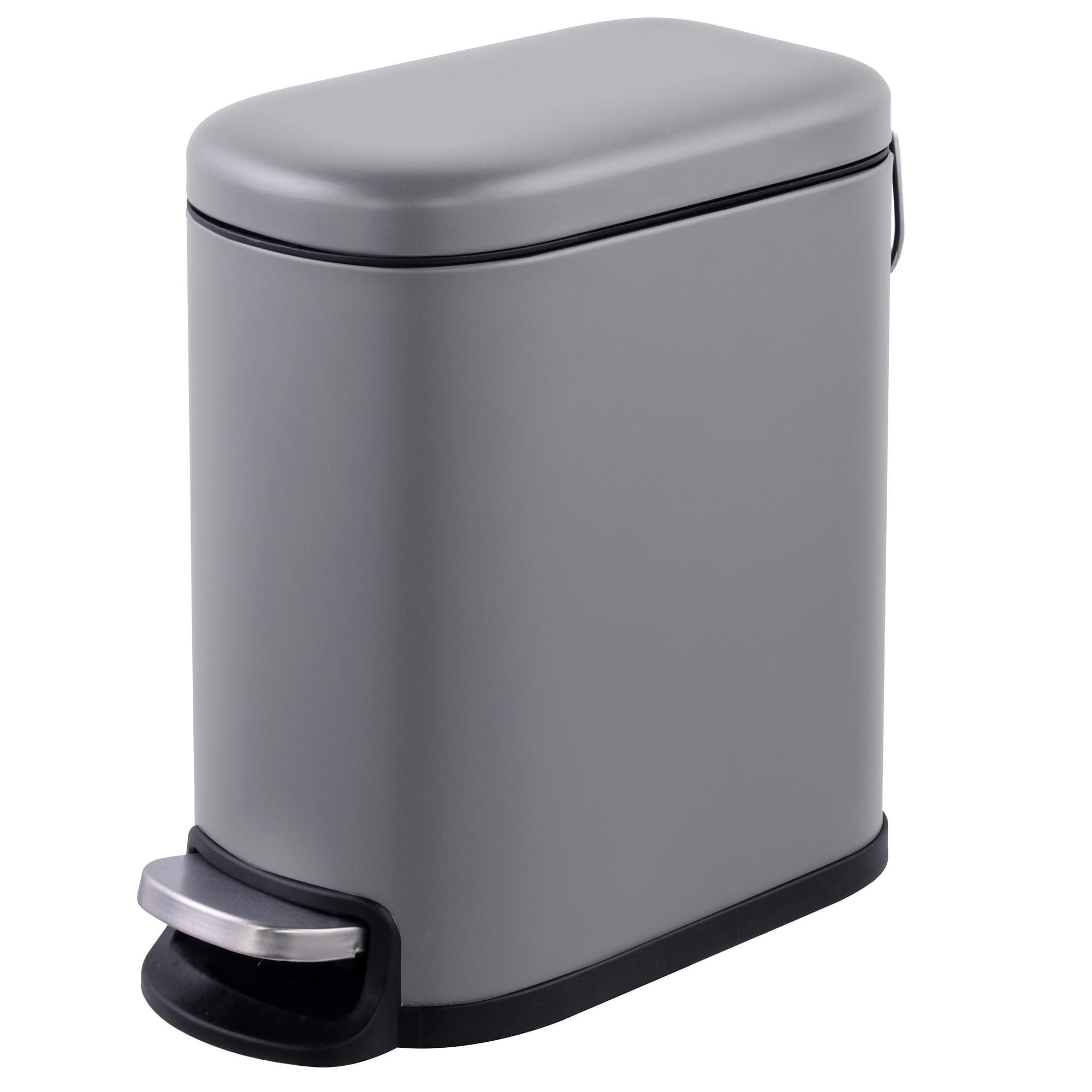 Matte Gray Stainless Steel Rectangular Pedal Trash Can