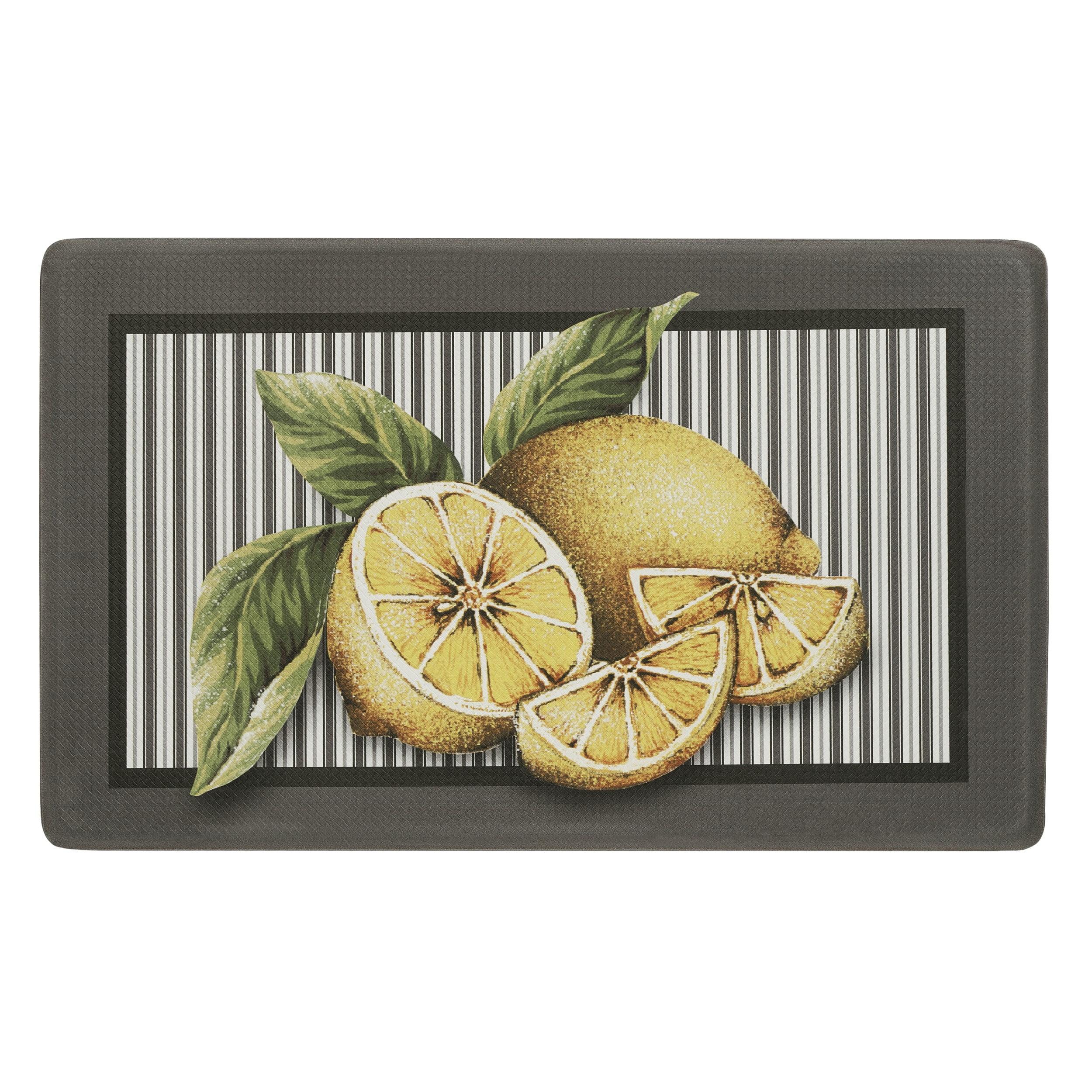 Lemon Drop Yellow and Gray Anti-Fatigue Kitchen Mat