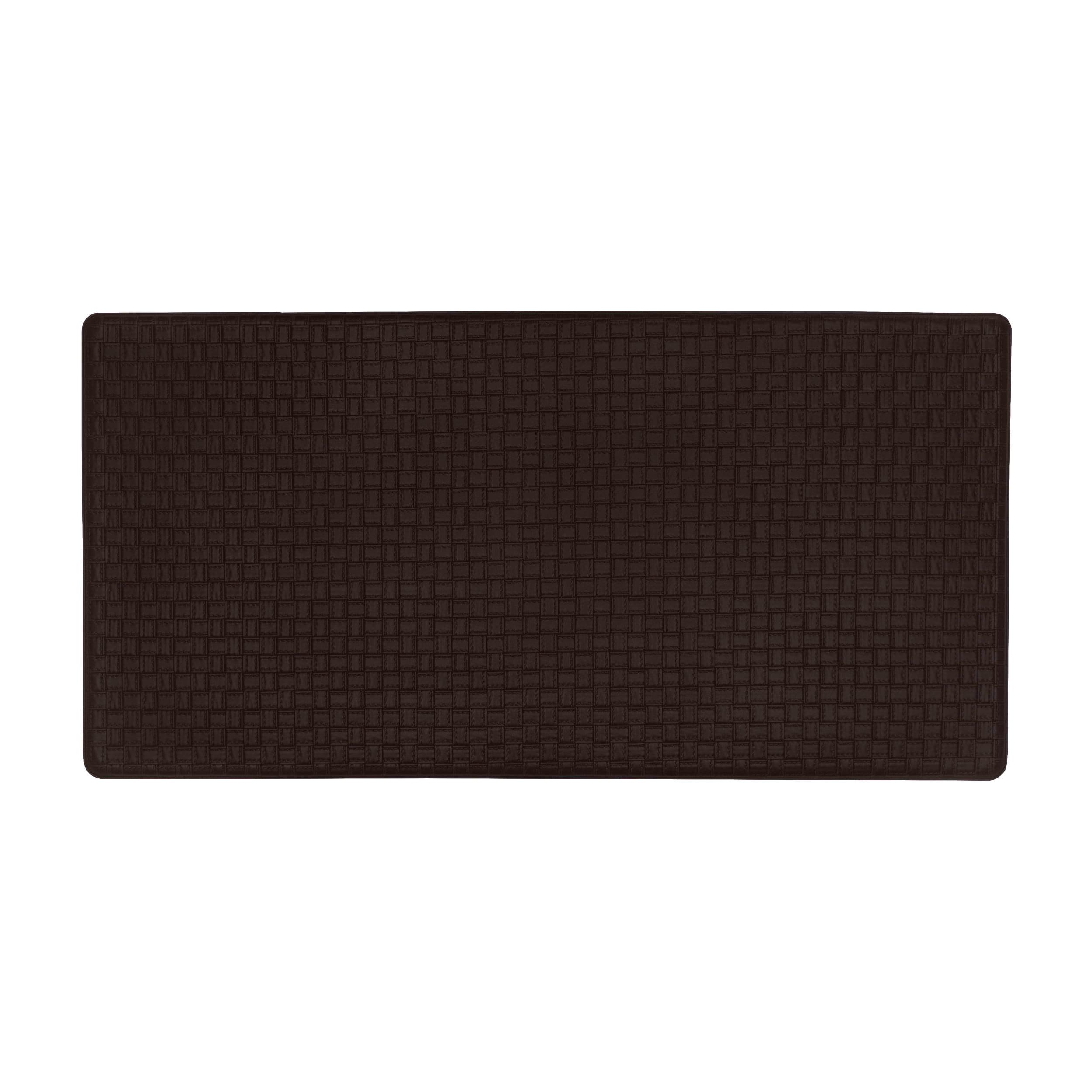 Achim Anti-Fatigue Mat, Woven Embossed Faux Leather Kitchen Solid Rectangle, Black, 20" x 39"