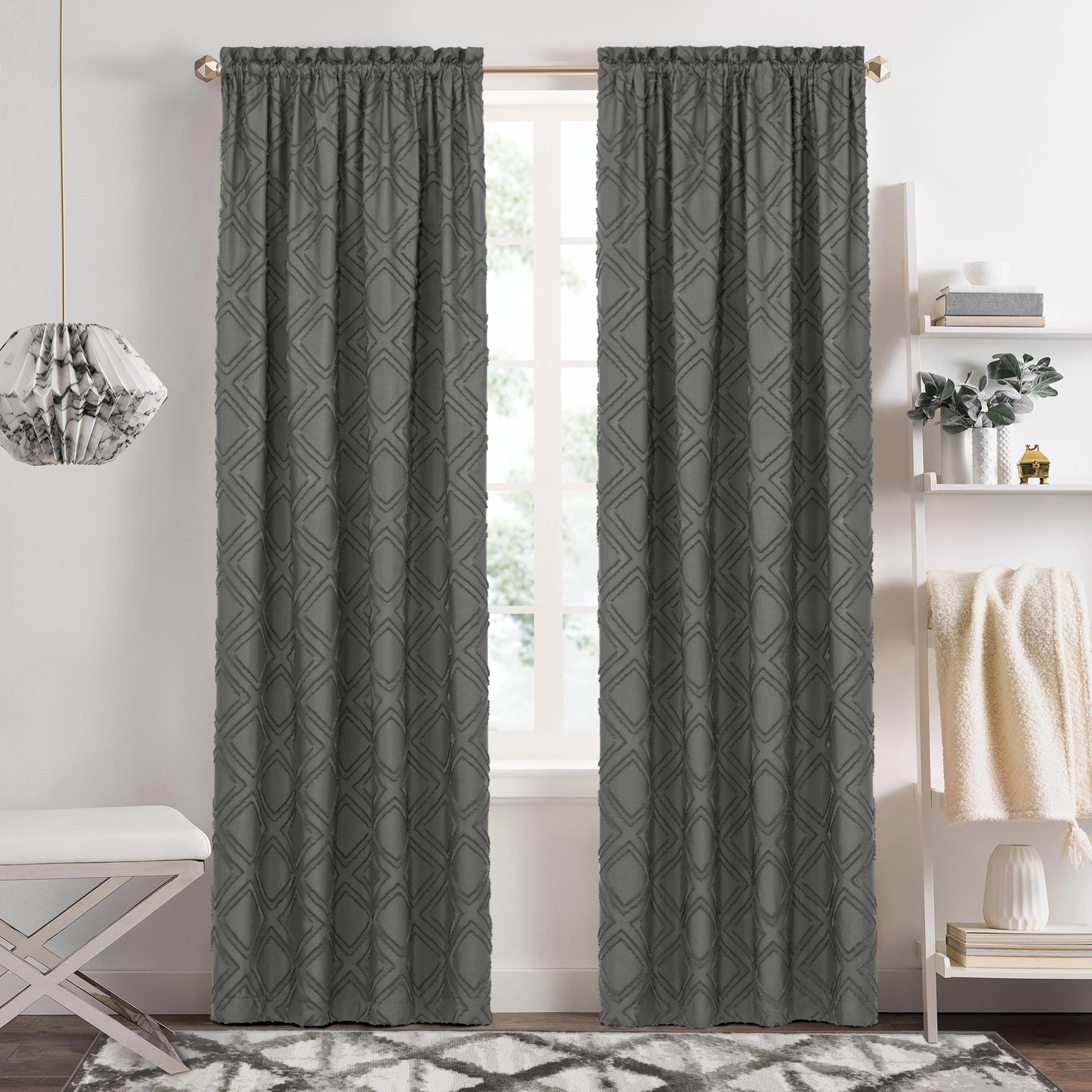Achim Blake Geometric Diamond Rod Pocket Light Filtering Curtain Panel, Charcoal, 42" x 84"