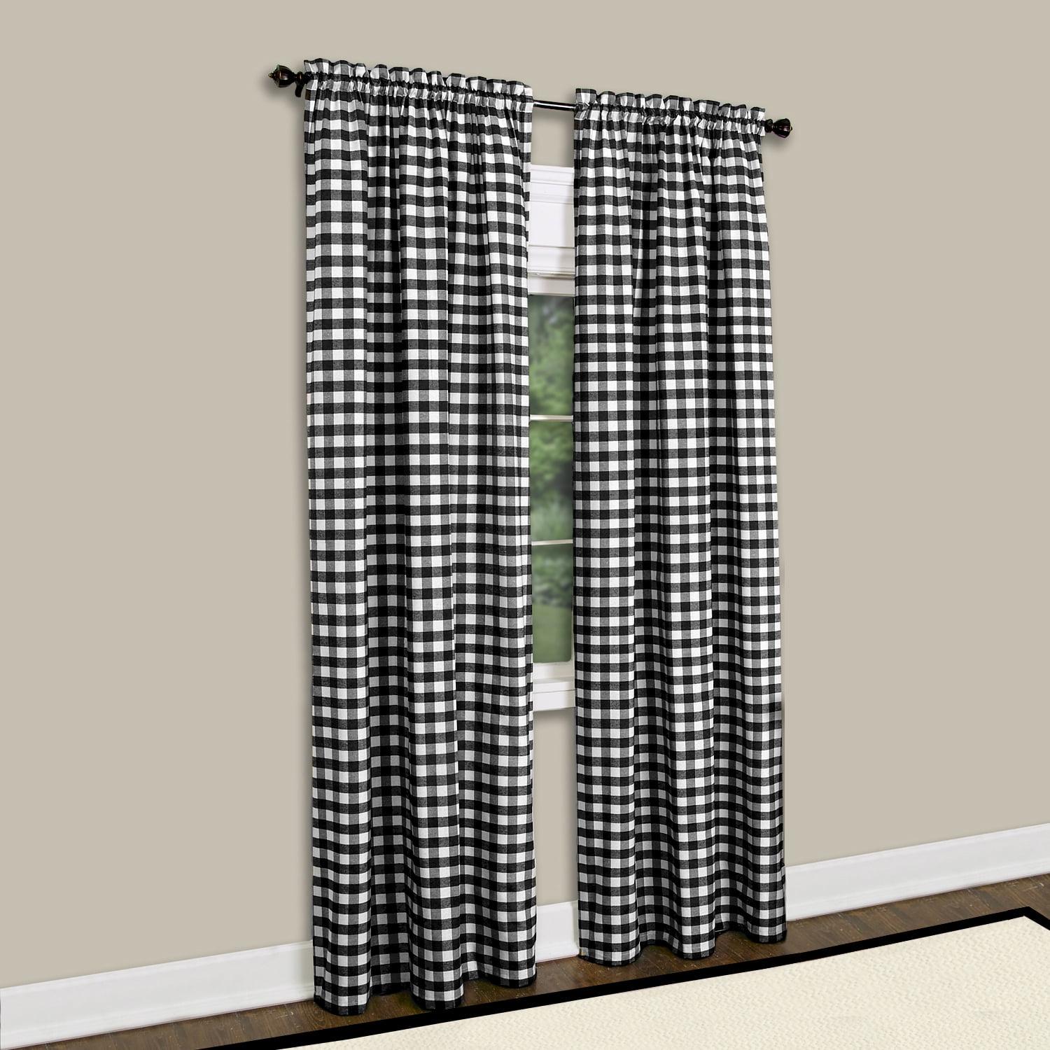 Achim Buffalo Check Window Curtain Panel, 42 x 63, Black