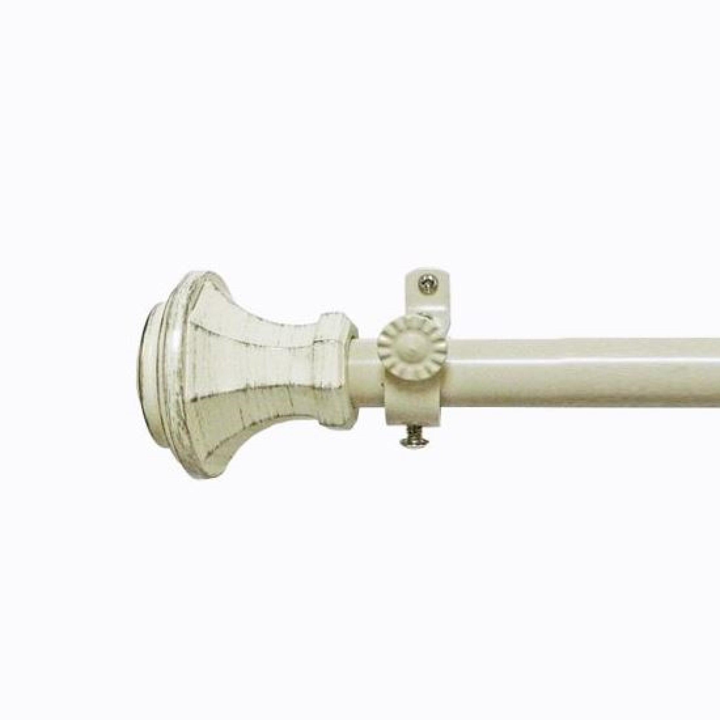 Off-White Adjustable PVC Curtain Rod with Finials, 28"-48"