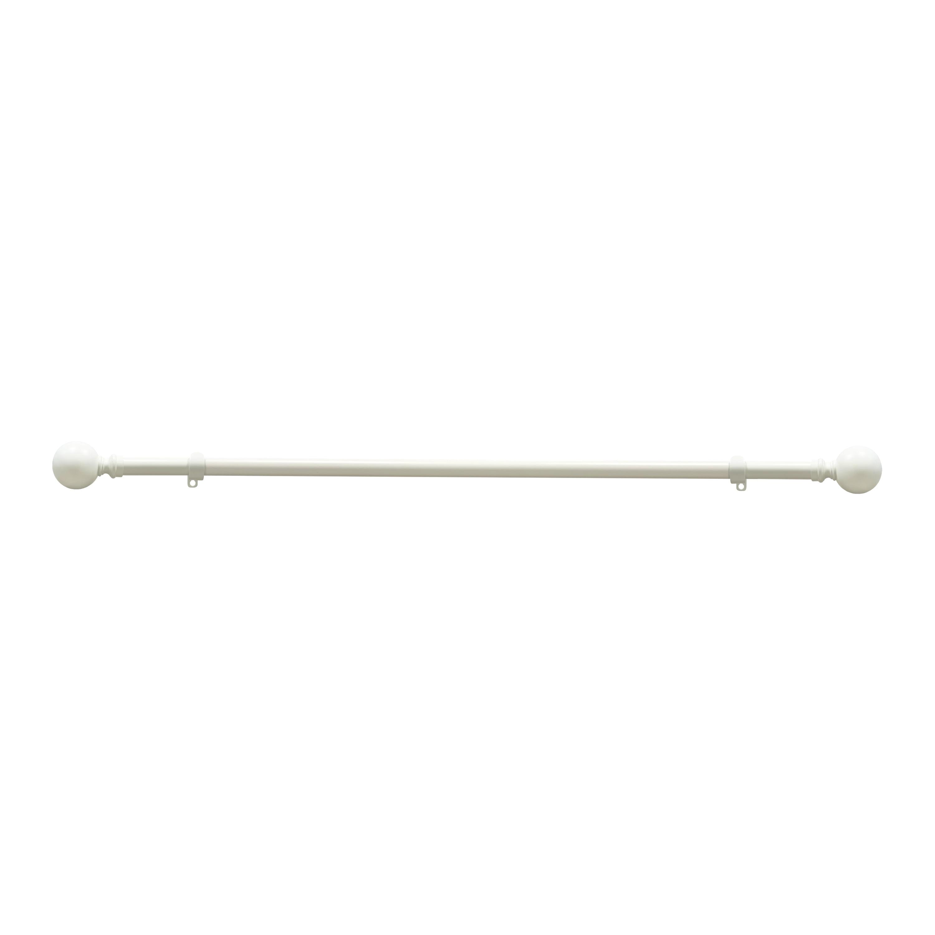 Antique White Adjustable Decorative Rod with Finials, 28-48 Inches