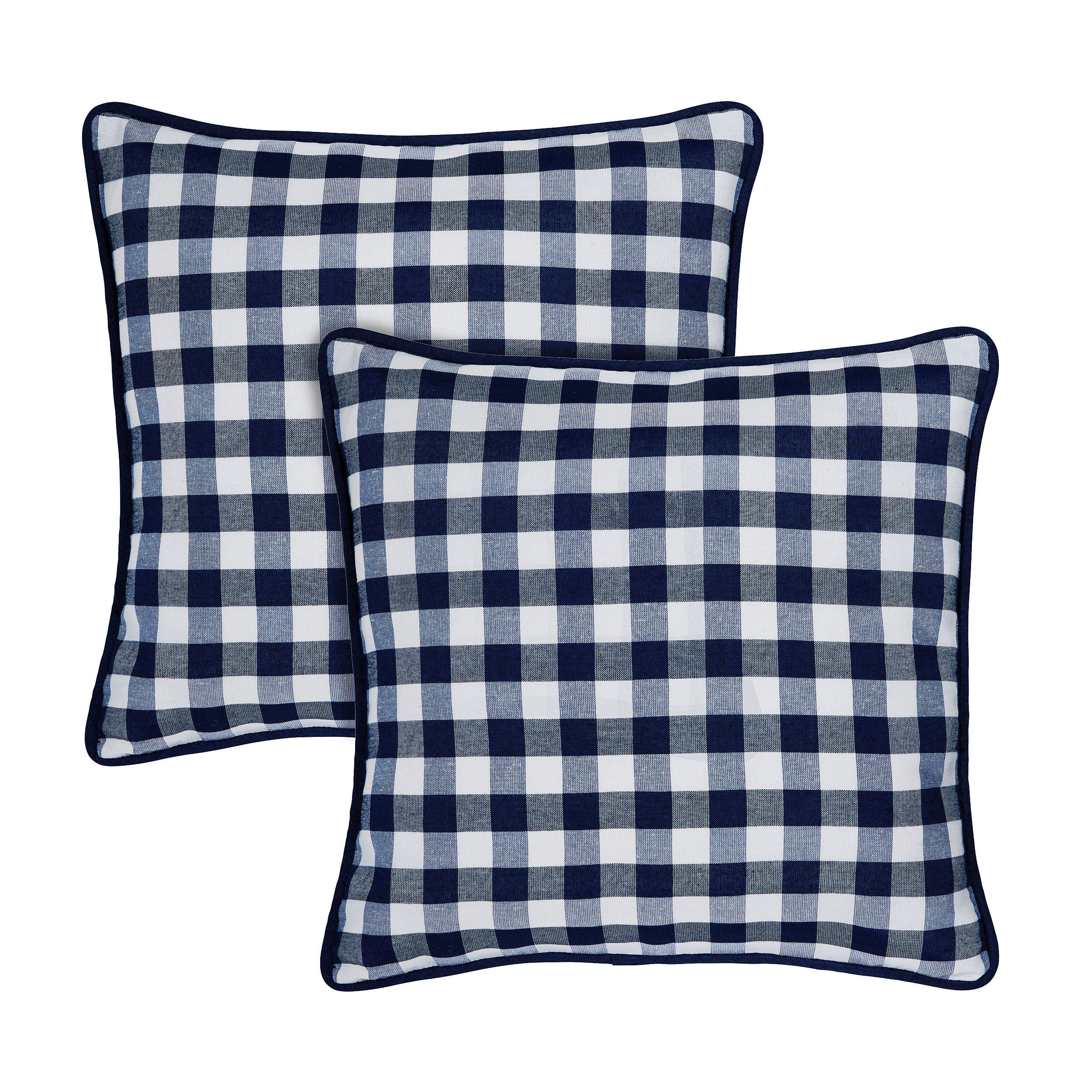 Modern Buffalo Check Navy Throw Pillow Covers, 18" x 18", Set of 2