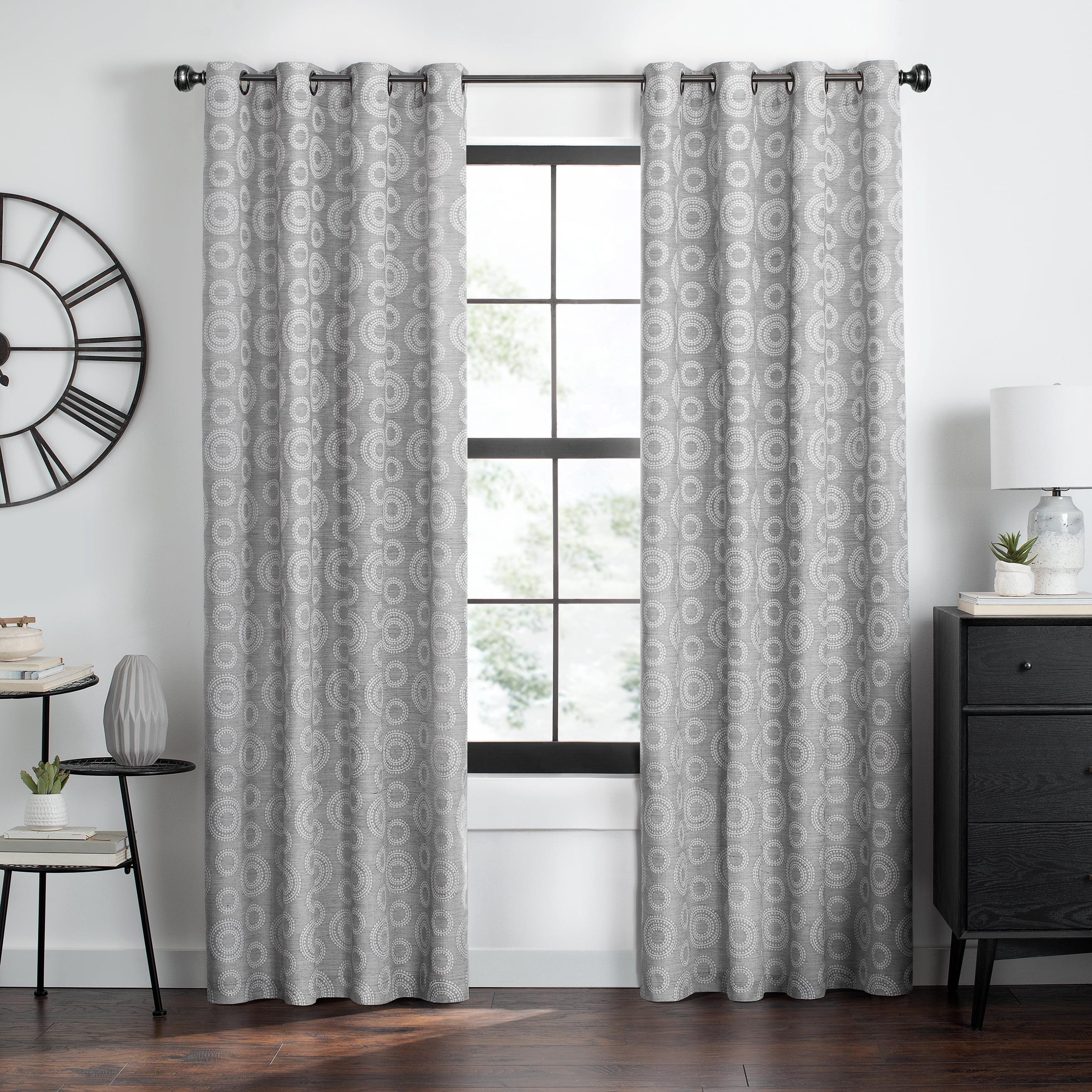 Achim Constellation Jacquard Circles Grommet Light Filtering Curtain Panel, Grey, 52" x 84"