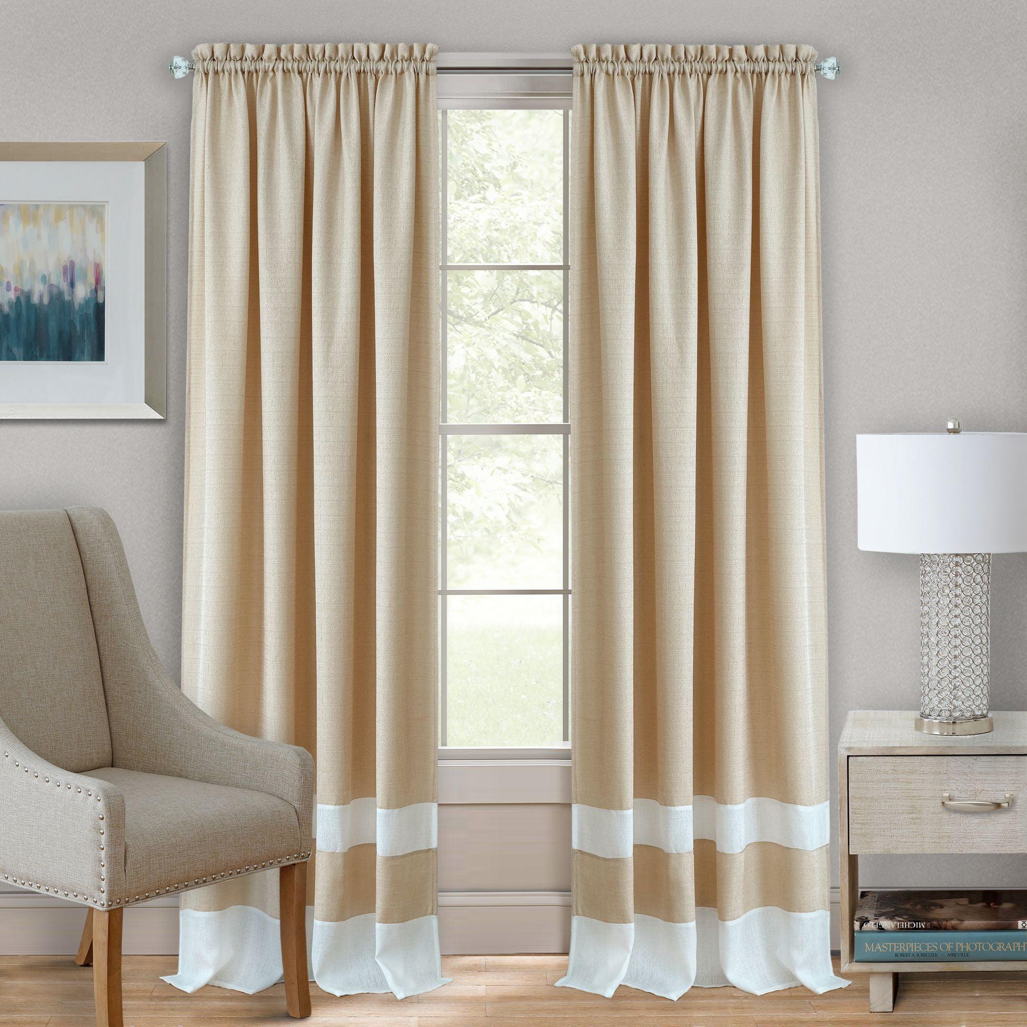 Kate Aurora 2 Pack Shabby Linen Farmhouse Sheer Flax Window Curtains - 52 in. W x 84 in. L, Taupe