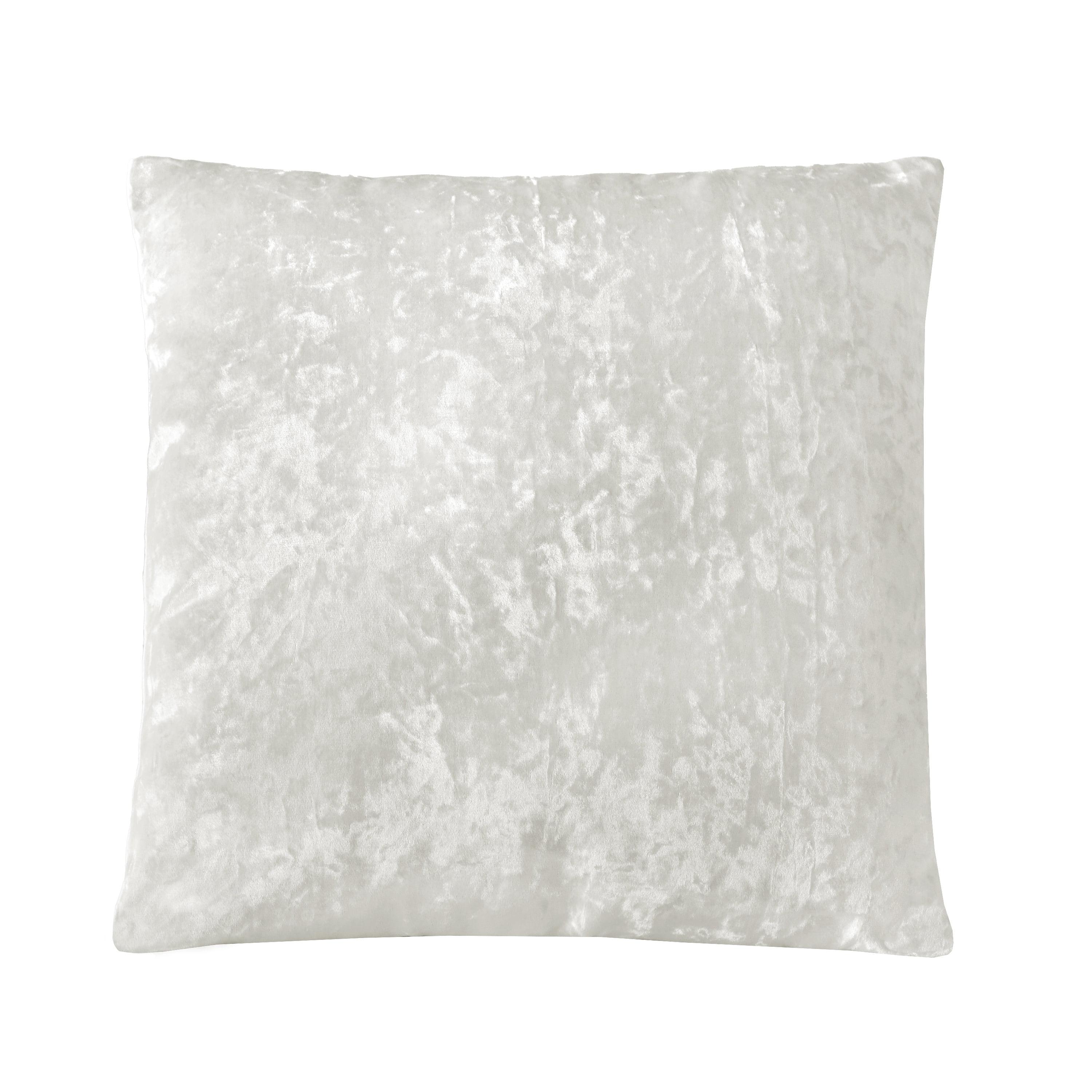 Harper 18" Square Creamy White Crushed Velvet Throw Pillow