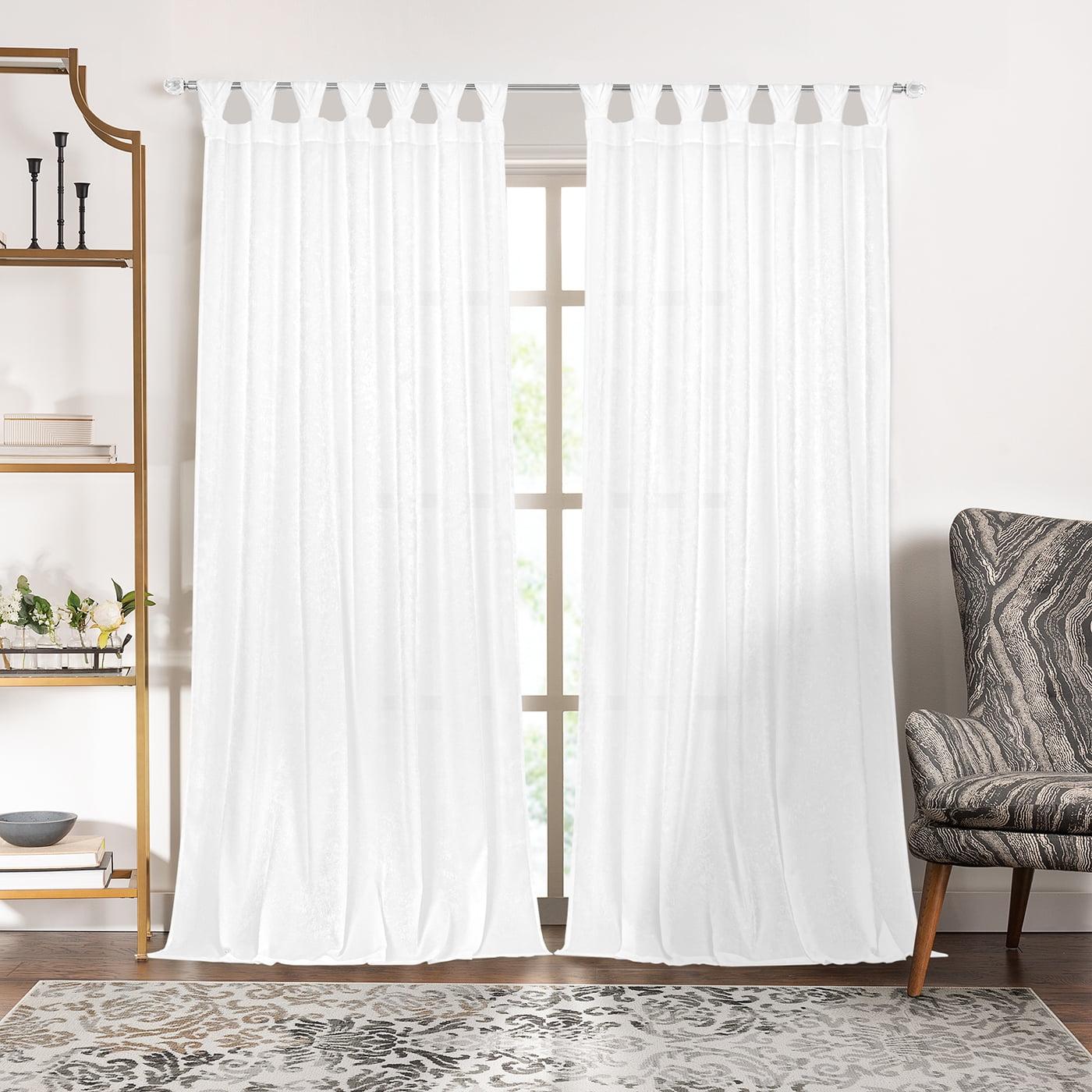 Achim Home Furnishing: Peri Window Curtain Panels with Tulip Tab Top, White, 52" x 84"