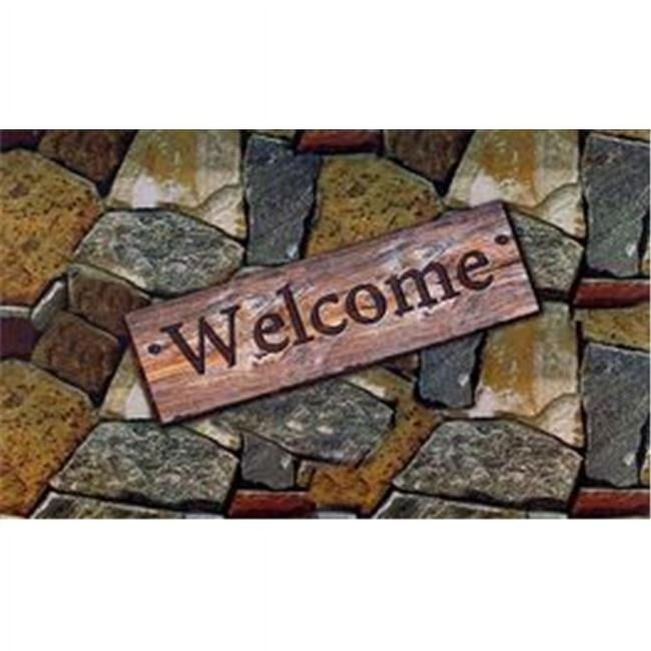 Achim Home Decor Quarry 30x18 Welcome Outdoor Rubber Entrance Mat in Multi-Color