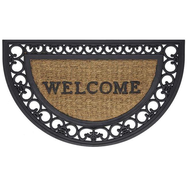 Bloomsbury Market Aeries Recycled Rubber Door Mats, Non-Slip/Skid Rubber Backing, 18" W X 30" L, Rectangle, Welcome Scrolls