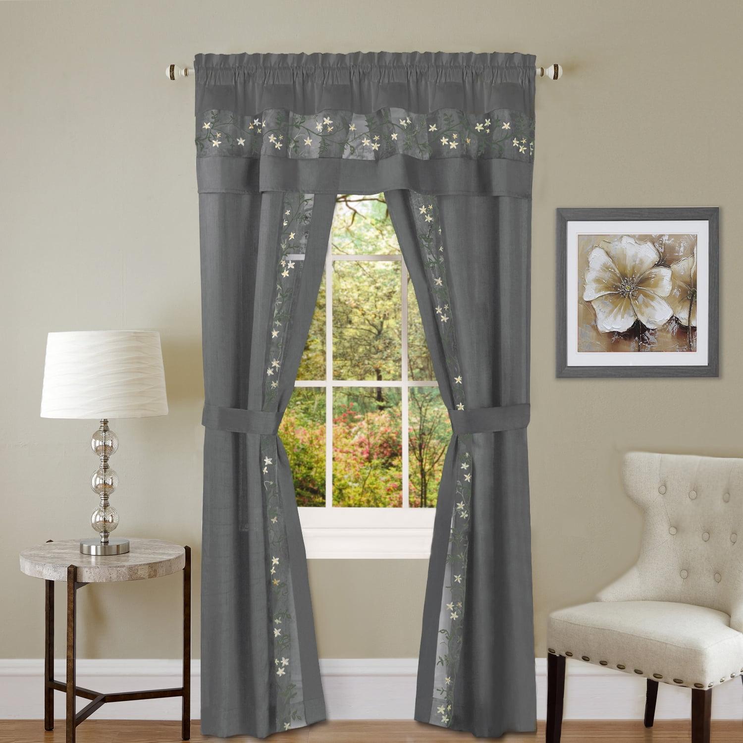 Achim Fairfield 5 Piece Window Curtain Set - 55x63 - Grey