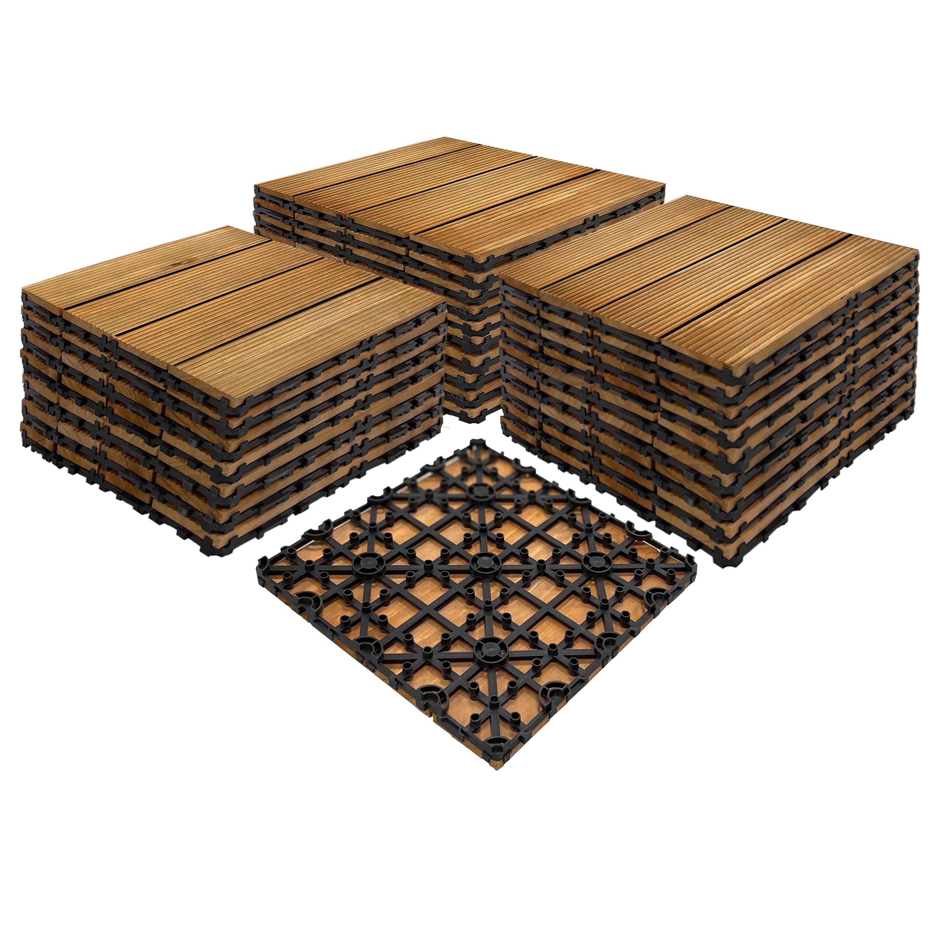 Honey Oak 12x12 Pine Interlocking Deck Tiles