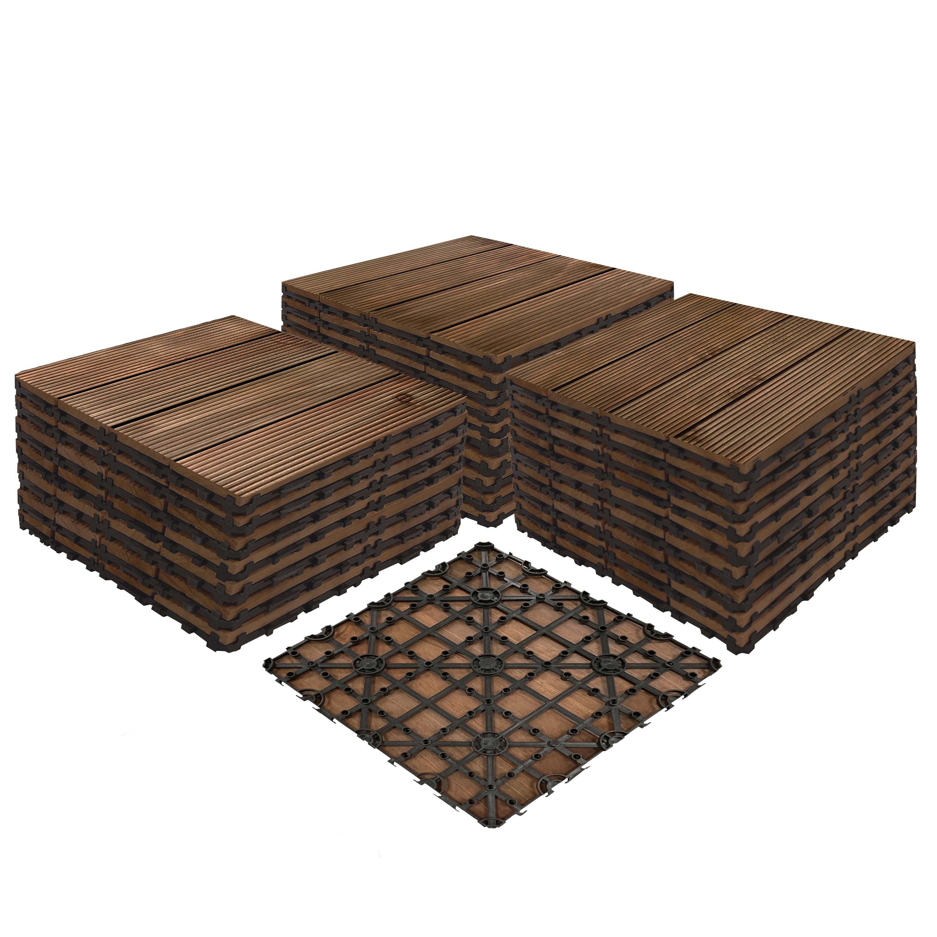 Achim OutdoorZ Interlocking Wood Deck Tiles - Royal Mahogany - 27 Tiles (27 Sq.Ft.)