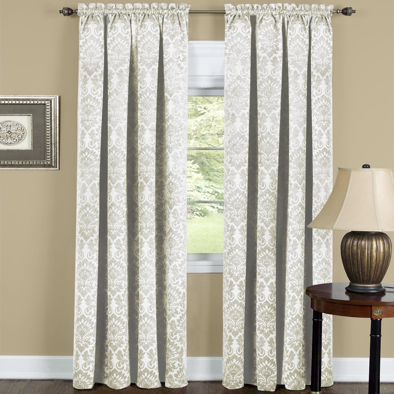 Ivory Ground Length Blackout Damask Drapes