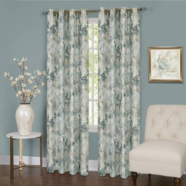 Kate Aurora Country Living 100% Thermal Lined Grommet Top Floral Room Darkening Curtains - 50 in. W x 63 in. L, Blue