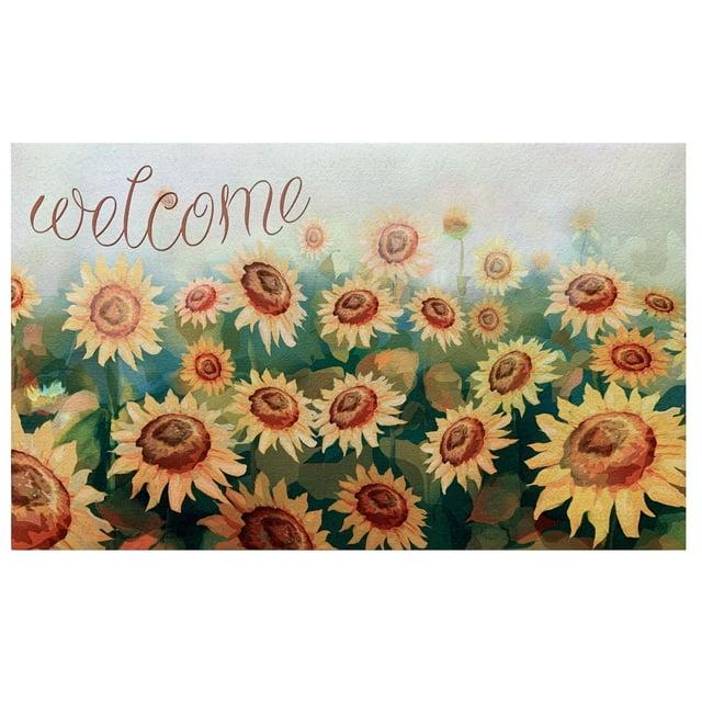 Achim Welcome Rubber Outdoor Doormat, Sunflower Field, 18" x 30"