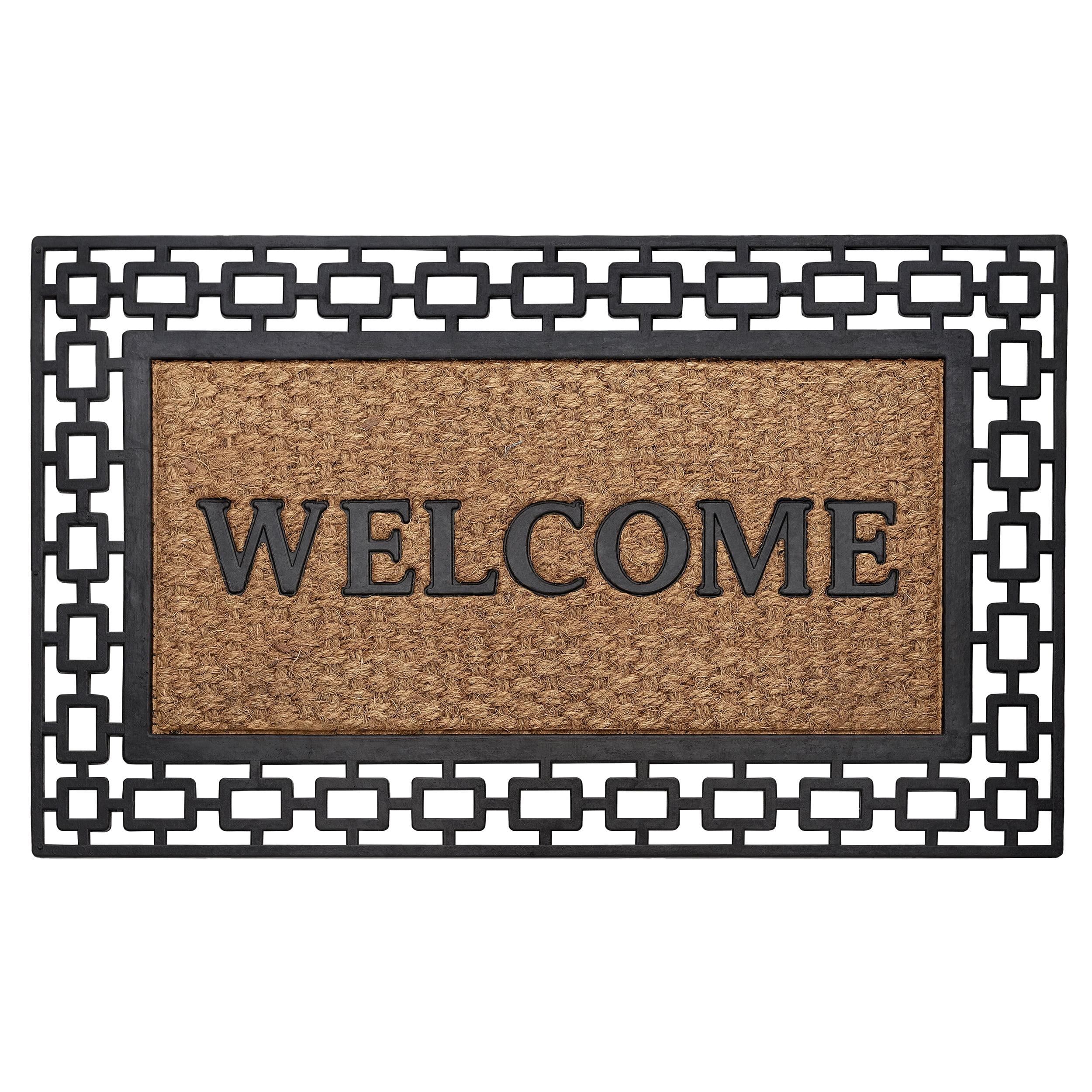 Wrought Iron Rubber Door Mat, 18" L x 30" W, Rectangle, Art Deco