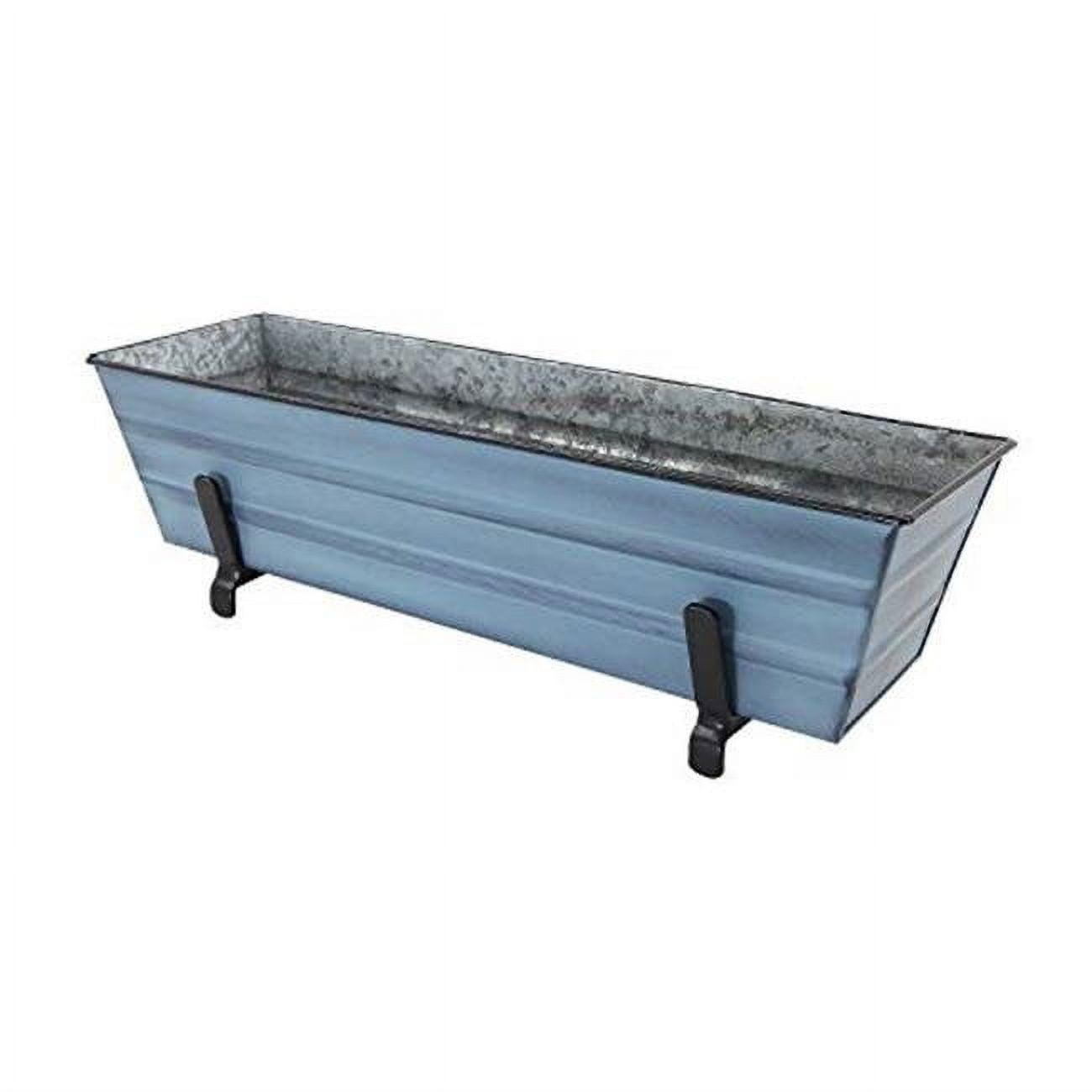 Nantucket Blue Galvanized Metal Balcony Planter Box - 8"x24"