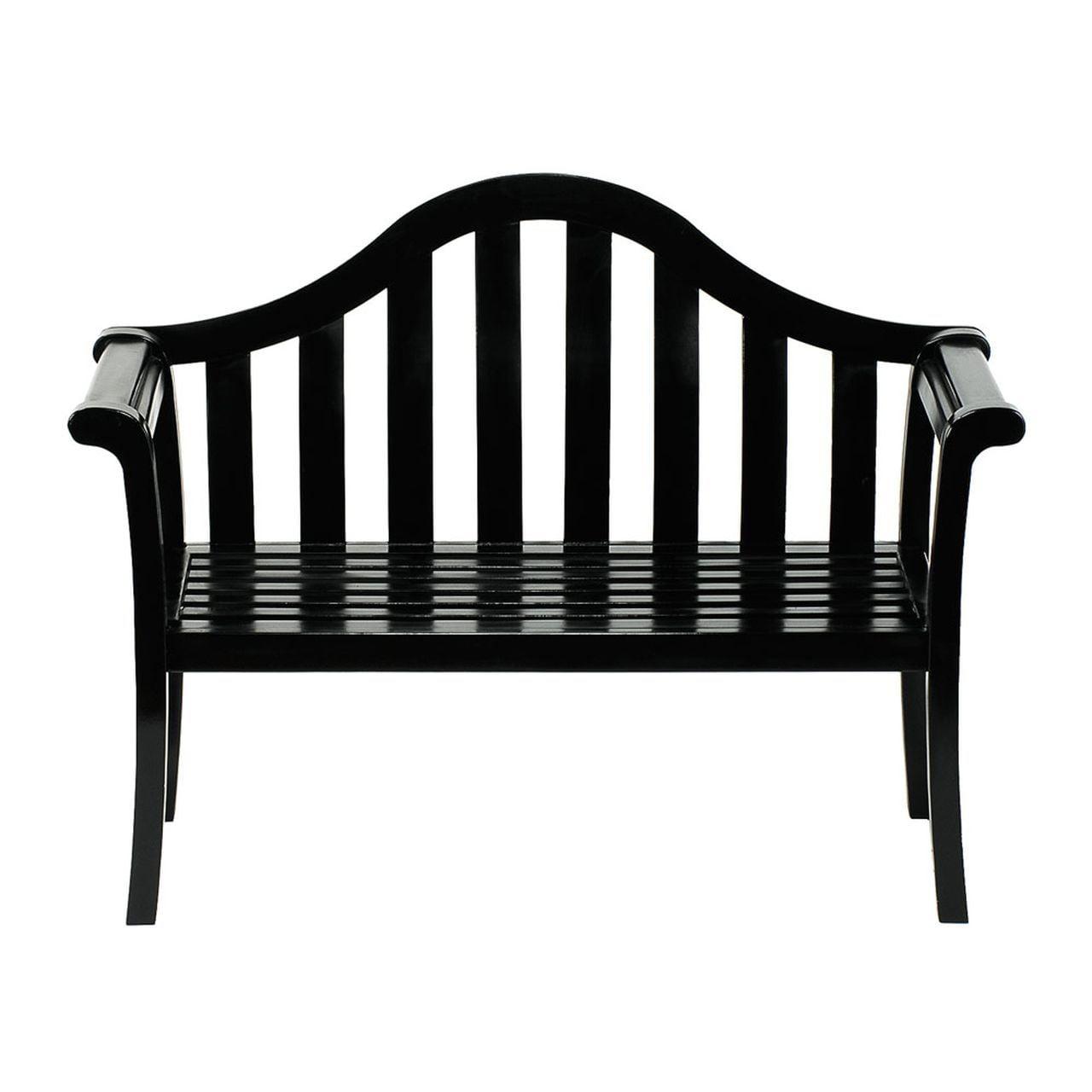 Mission-Style Eucalyptus 53" Gloss Black Outdoor Bench