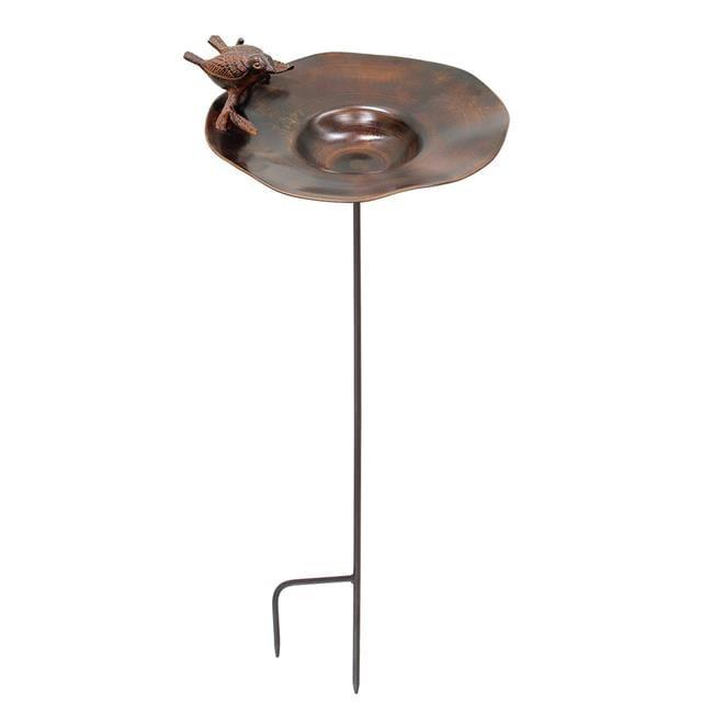 Copper and Black Wall Mount Birdbath with Sculpted Birds