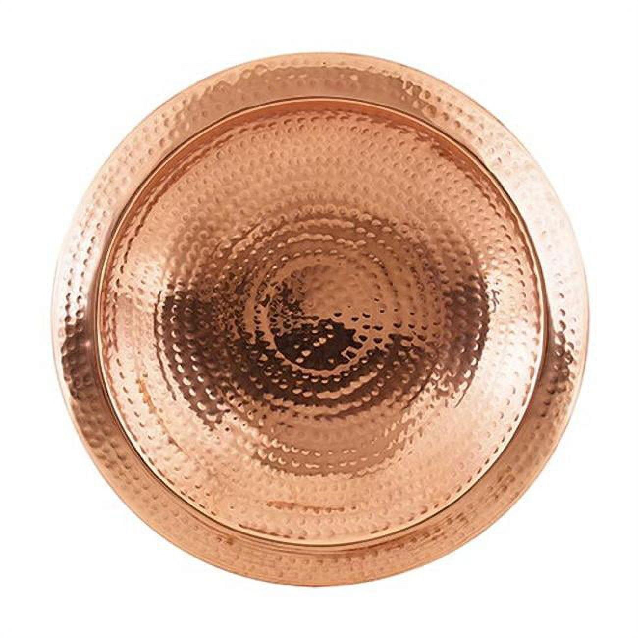 Hammered Copper 12.5" Bird Bath Bowl with Wide Rim