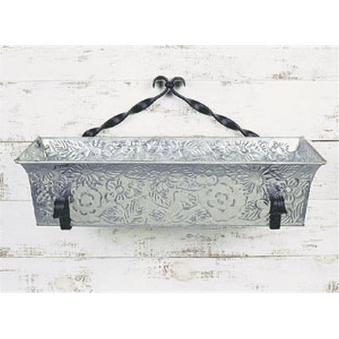 Vintage Embossed Floral Galvanized Steel Planter Box - 25"x11"