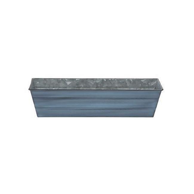 Small Galvanized Metal Rectangular Planter Box Blue - ACHLA Designs: Patina Finish, Urban Garden
