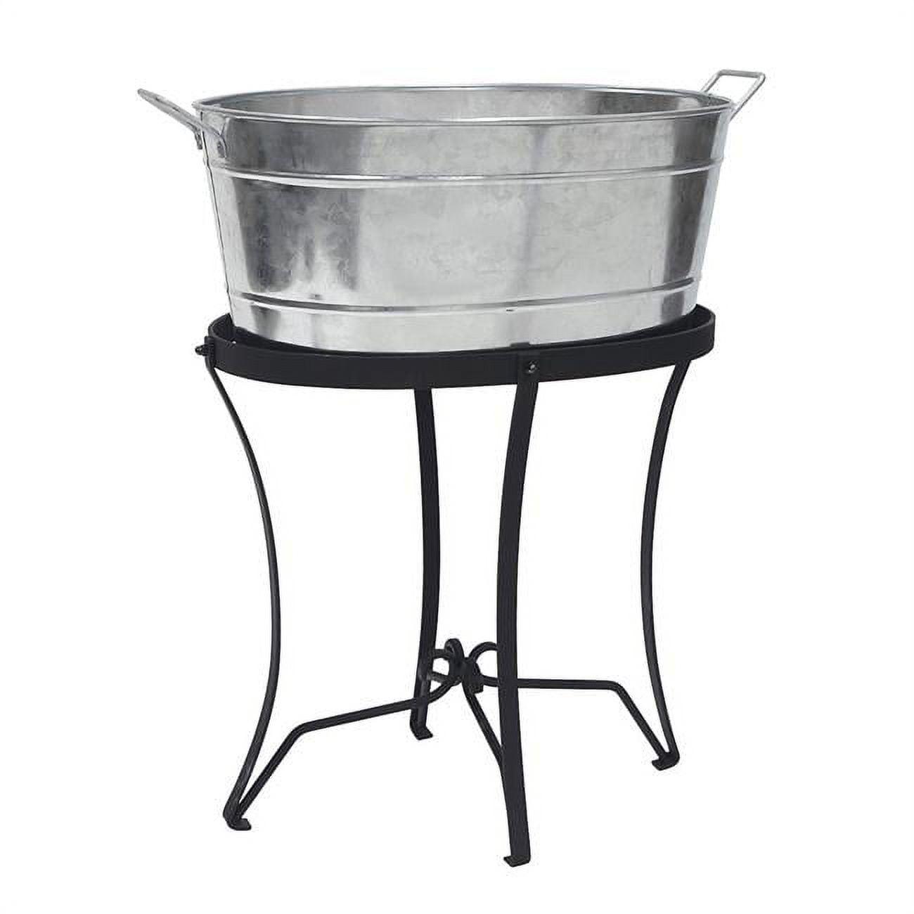 24" Galvanized Steel Oval Tub with Folding Stand