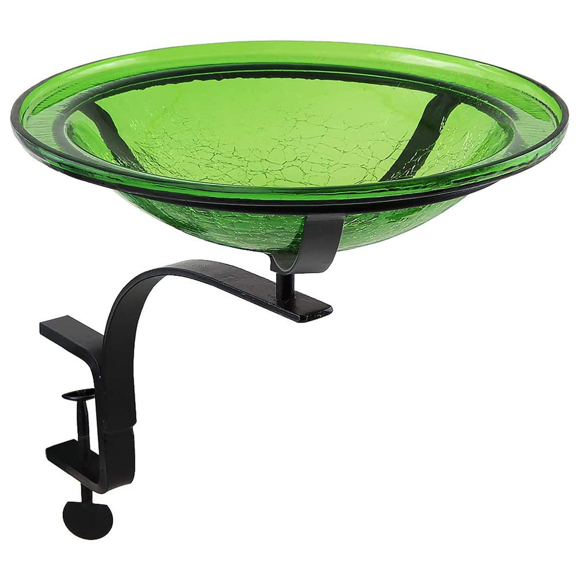 12 Inch Crackle Birdbath with Rail Mount Bracket