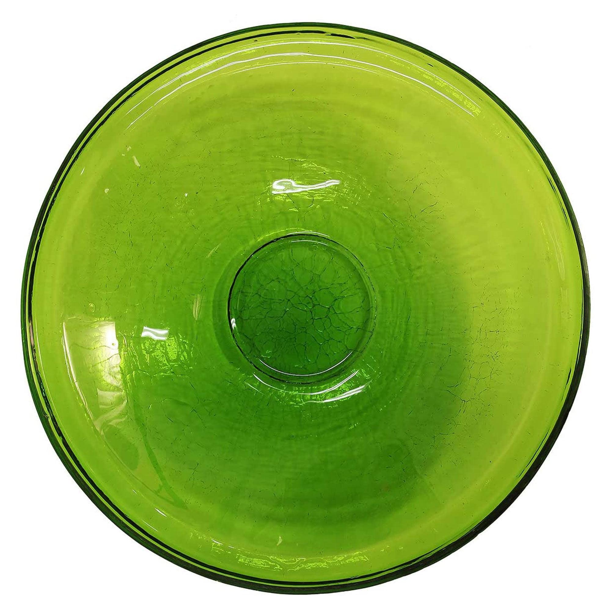 Fern Green 14-Inch Crackle Glass Hanging Birdbath Bowl