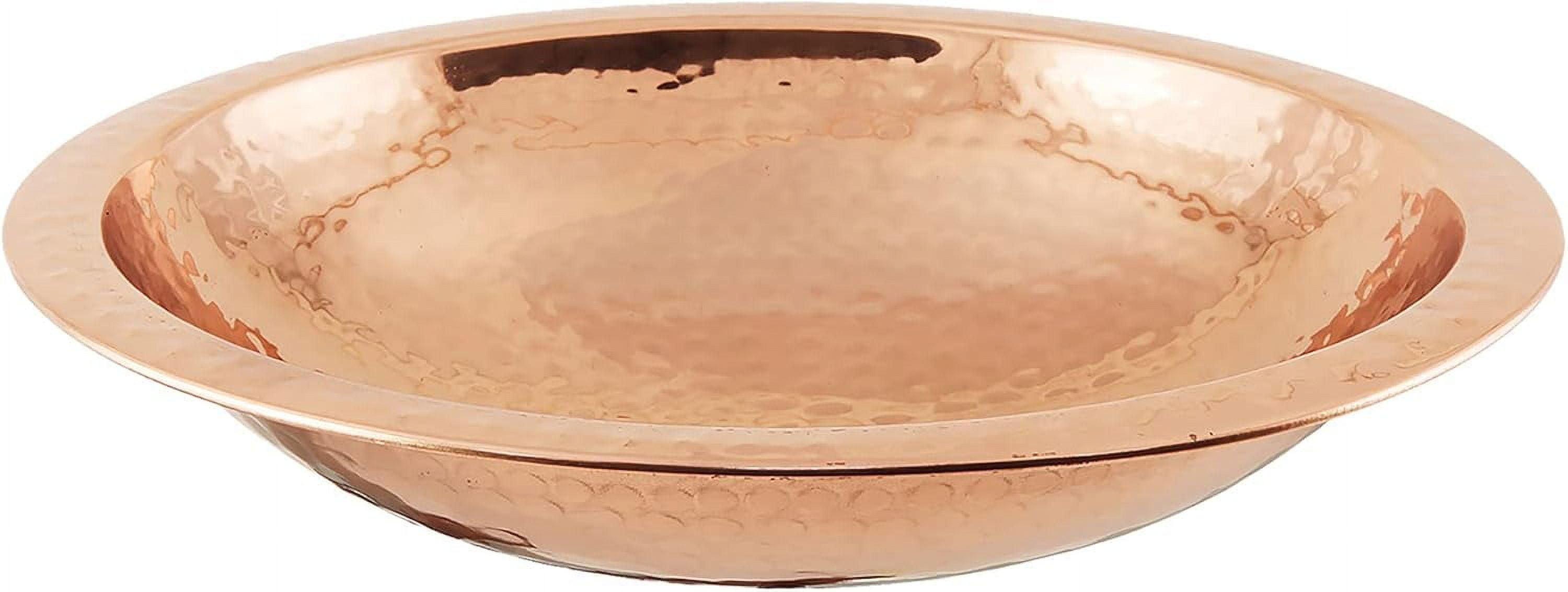 Hammered Copper Birdbath Bowl with Wide Rim