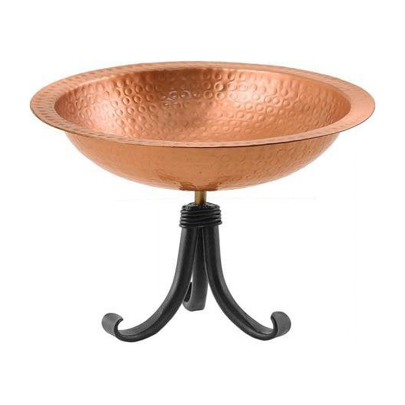 14.75" Hammered Solid Copper Birdbath with Over Rail Bracket Satin Copper - Achla Designs: Weather-Resistant, Deck Mount, No Assembly Required