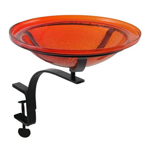 Union Rustic 12 Inch Crackle Birdbath with Rail Mount Bracket
