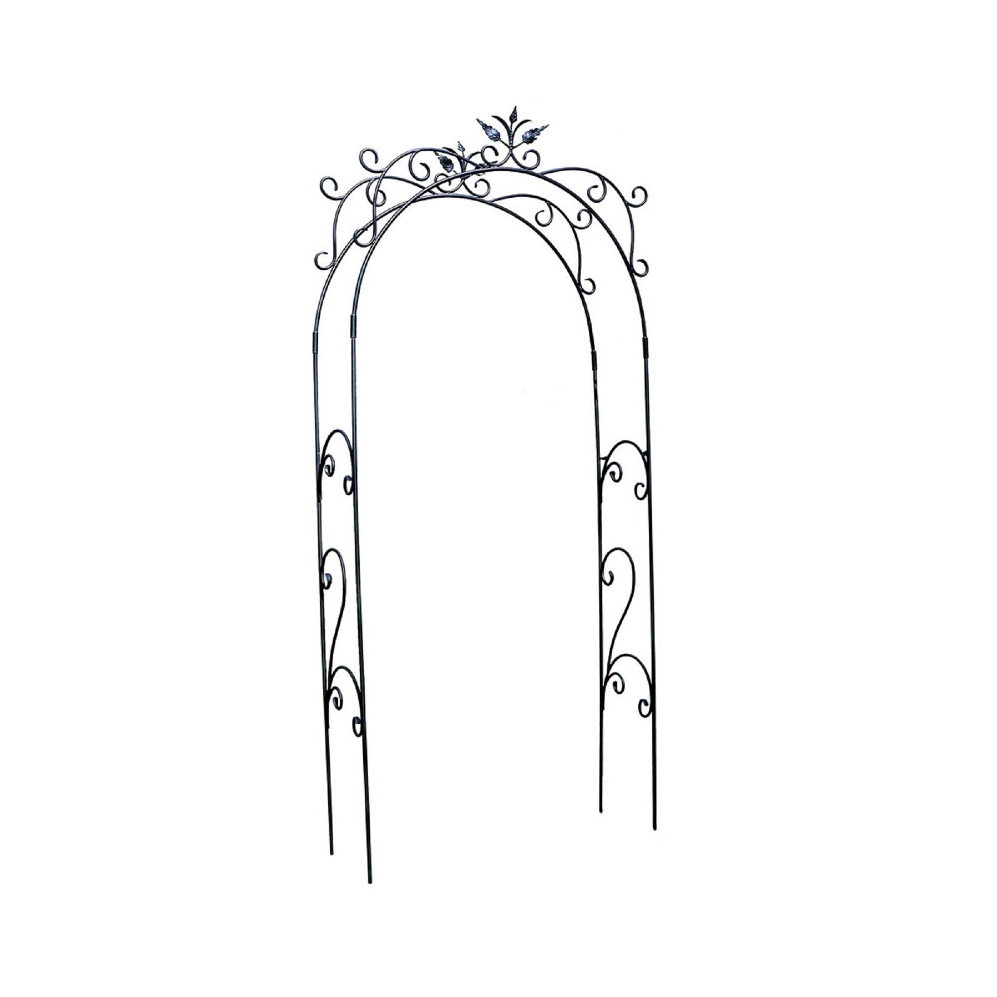 113" Tall Iron Tuileries Garden Arbor - Handcrafted, Graphite Powder Coated, Weather-Resistant - Achla Designs: 90 Day Limited Warranty