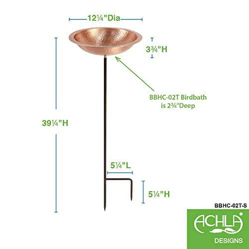 Hammered Copper Birdbath with Garden Stake