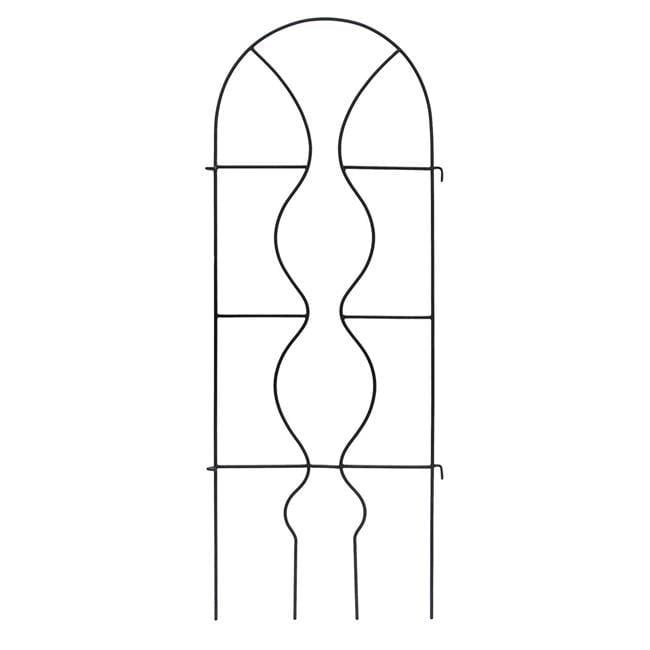 Black Wrought Iron 65" Garden Trellis with Arch Design