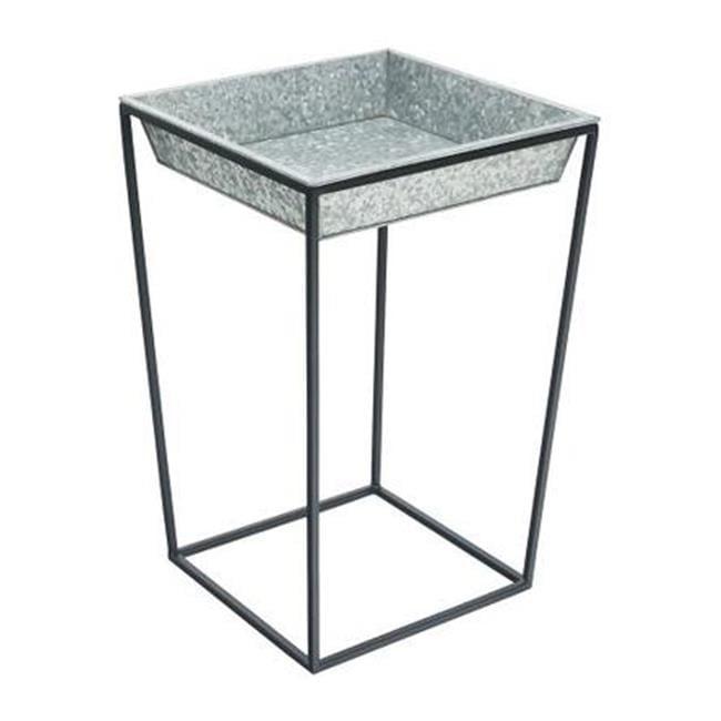 22" Tall Large Iron Arne Plant Stand with Galvanized Tray, No Assembly - ACHLA Designs