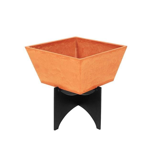 Terracotta and Black Steel Modern Plant Stand