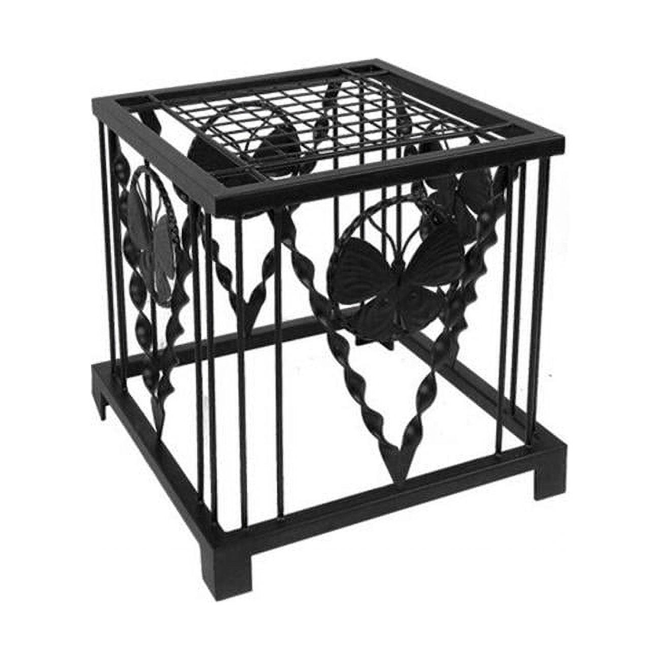 16" Black Wrought Iron Butterfly Plant Stand