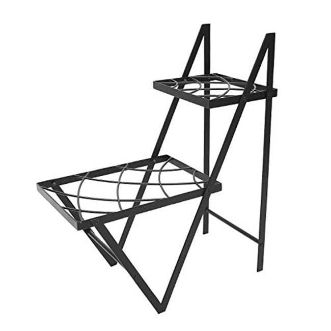 Black Zig-Zag Iron Indoor Outdoor Plant Stand