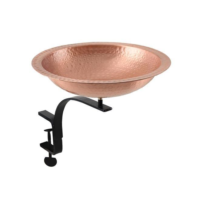 39.25" Hammered Solid Copper Birdbath with Stake Satin Copper - ACHLA Designs: Weather-Resistant, Garden Accent