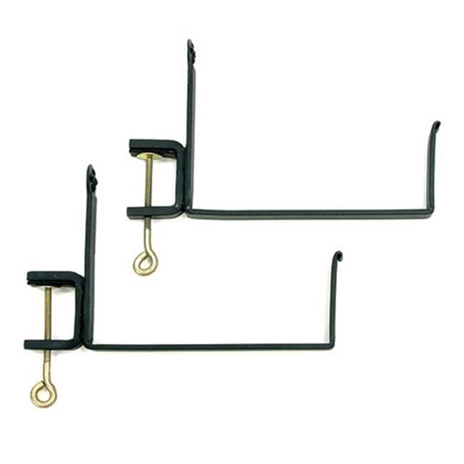5" x 10" Pair of Clamp-On Steel Flower Box Brackets Black - ACHLA Designs: Secure Deck Rail Mounting, Easy Storage