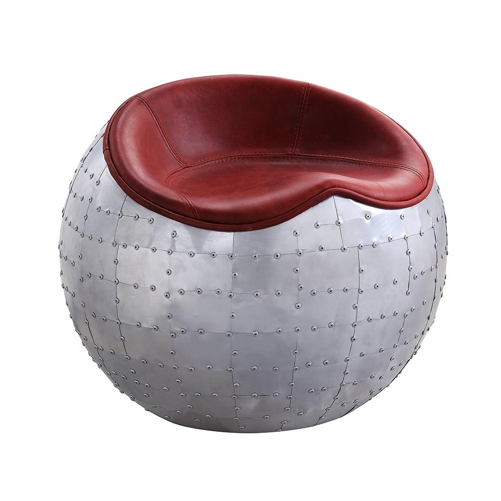 Acme Brancaster Ottoman in Red and Aluminum