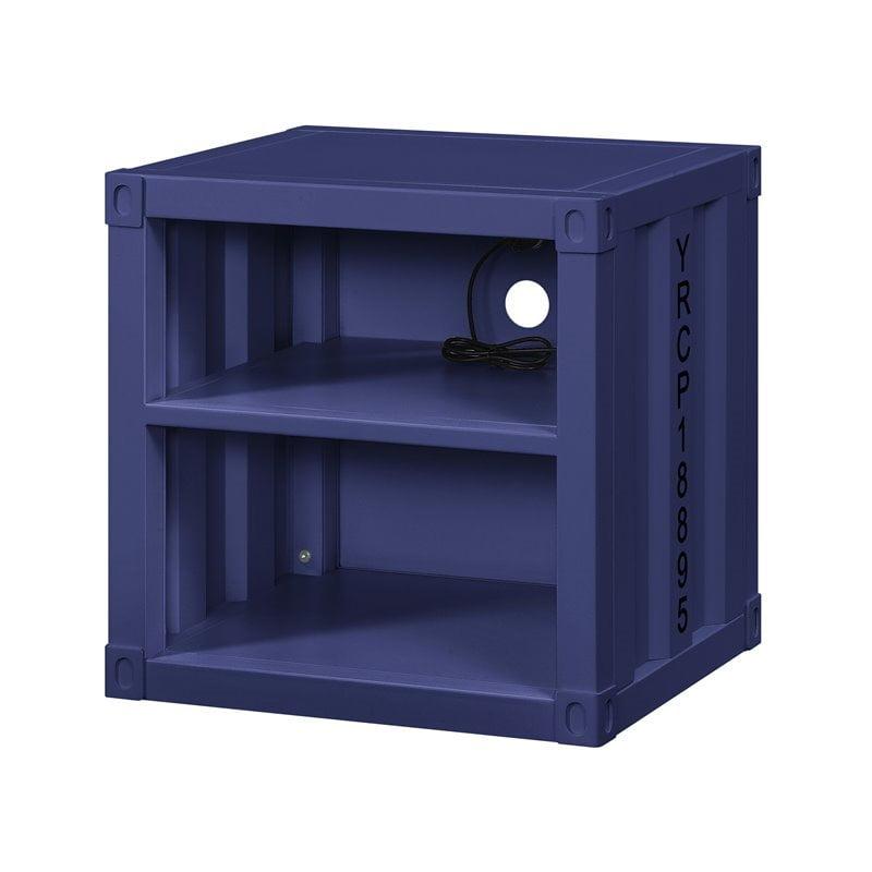 20" Cargo Nightstands Blue - Acme Furniture: Metal Frame, Fixed & Open Shelves, No Assembly Required