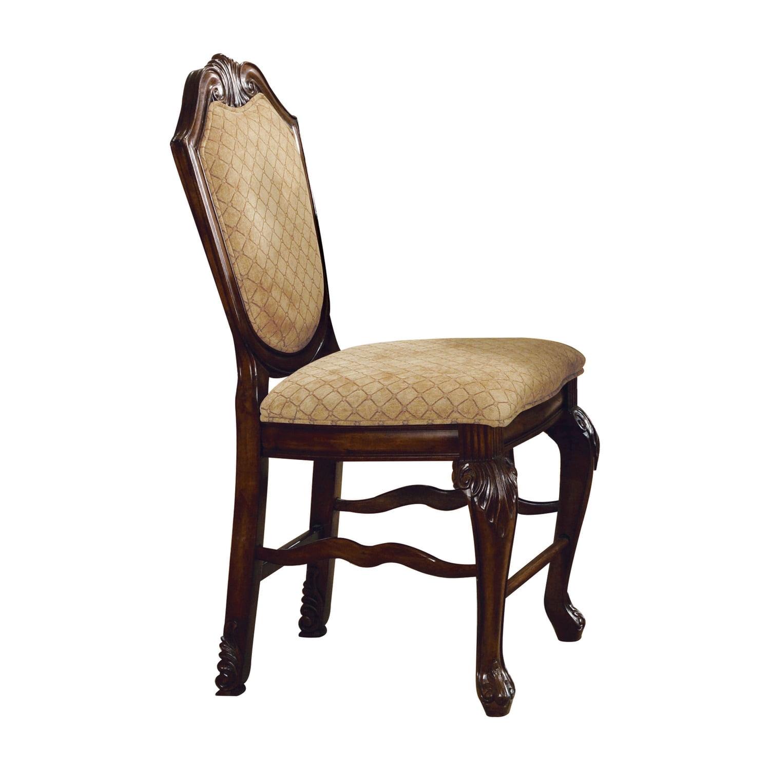 Espresso Upholstered High Back Wood Side Chair