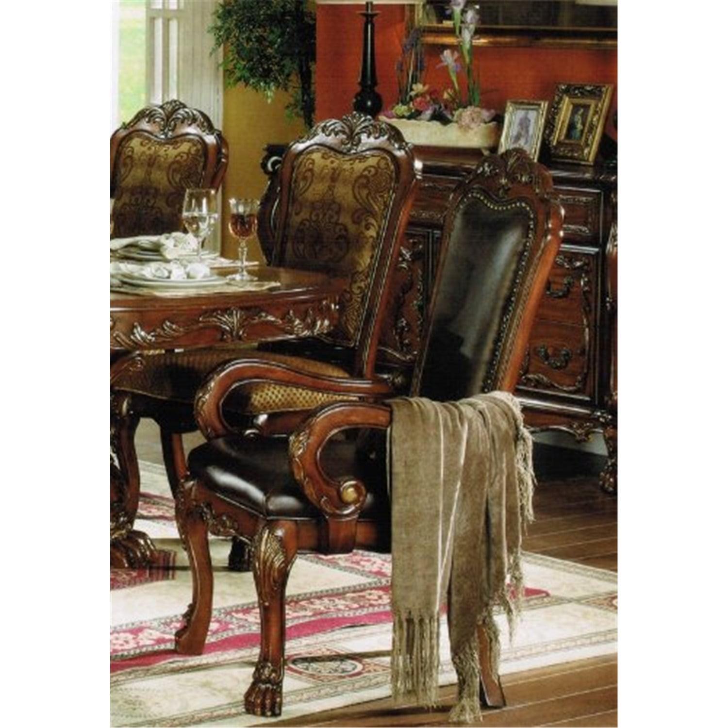 Acme Furniture Dresden Dining Chairs Brown Synthetic Leather/Cherry Oak Finish