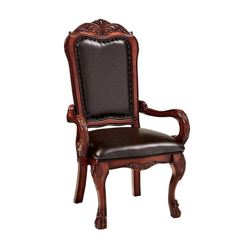 Acme Furniture Dresden Dining Chairs Brown Synthetic Leather/Cherry Oak Finish