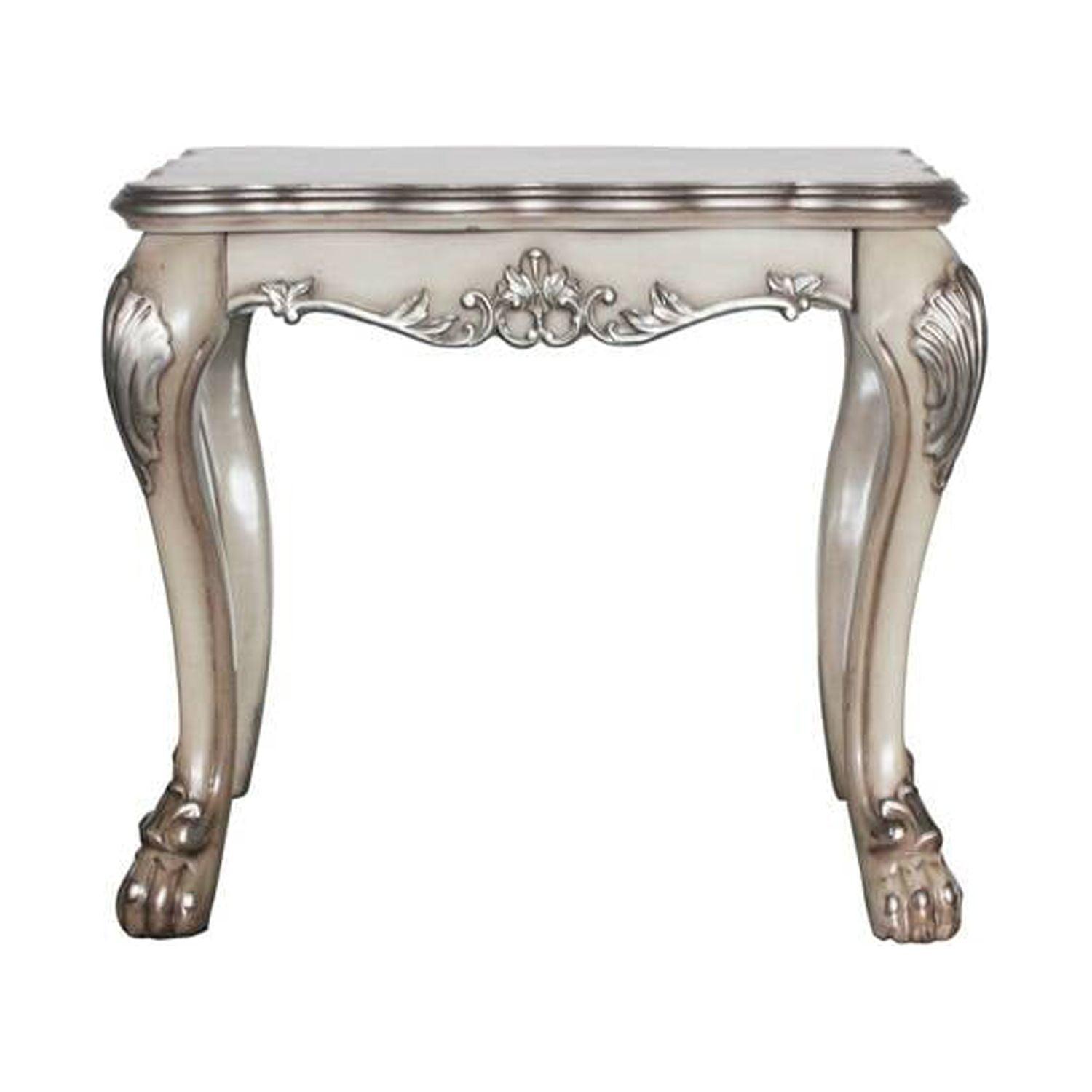28" Dresden Coffee Table Vintage Bone White - Acme Furniture: Claw Feet, Carved Details
