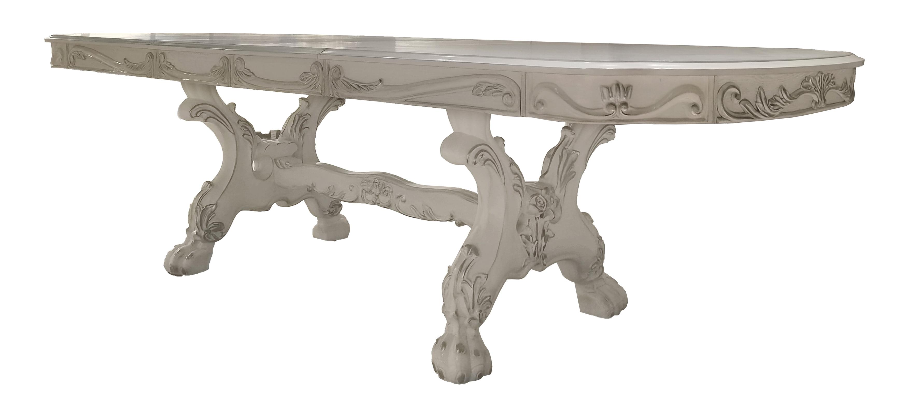 Elegant Dresden 108-inch Bone White Extendable Dining Table